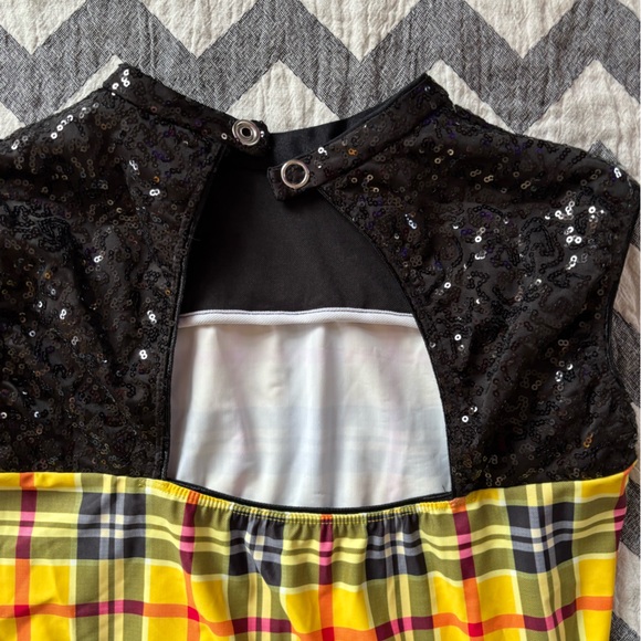 Revolution Yellow and Black Plaid Kids XXLC dance skating dress - Picture 9 of 9